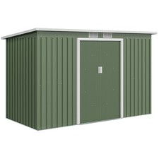 Outsunny 9 x 4FT Metal Garden Storage Shed w/ 2 Door, Light Green