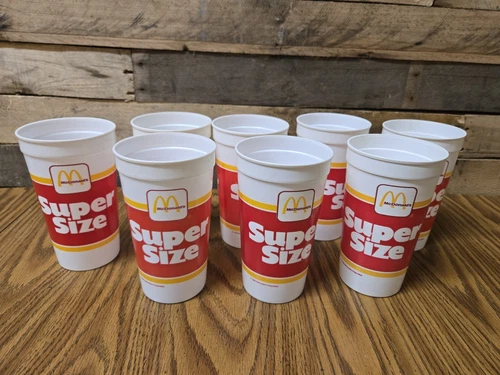 Vintage 1988 Super Size McDonald’s Coca Cola Plastic Cup Lot of 8 Made in USA