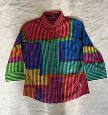 Taconnable Womens M Cotton Striped Button-Up ...