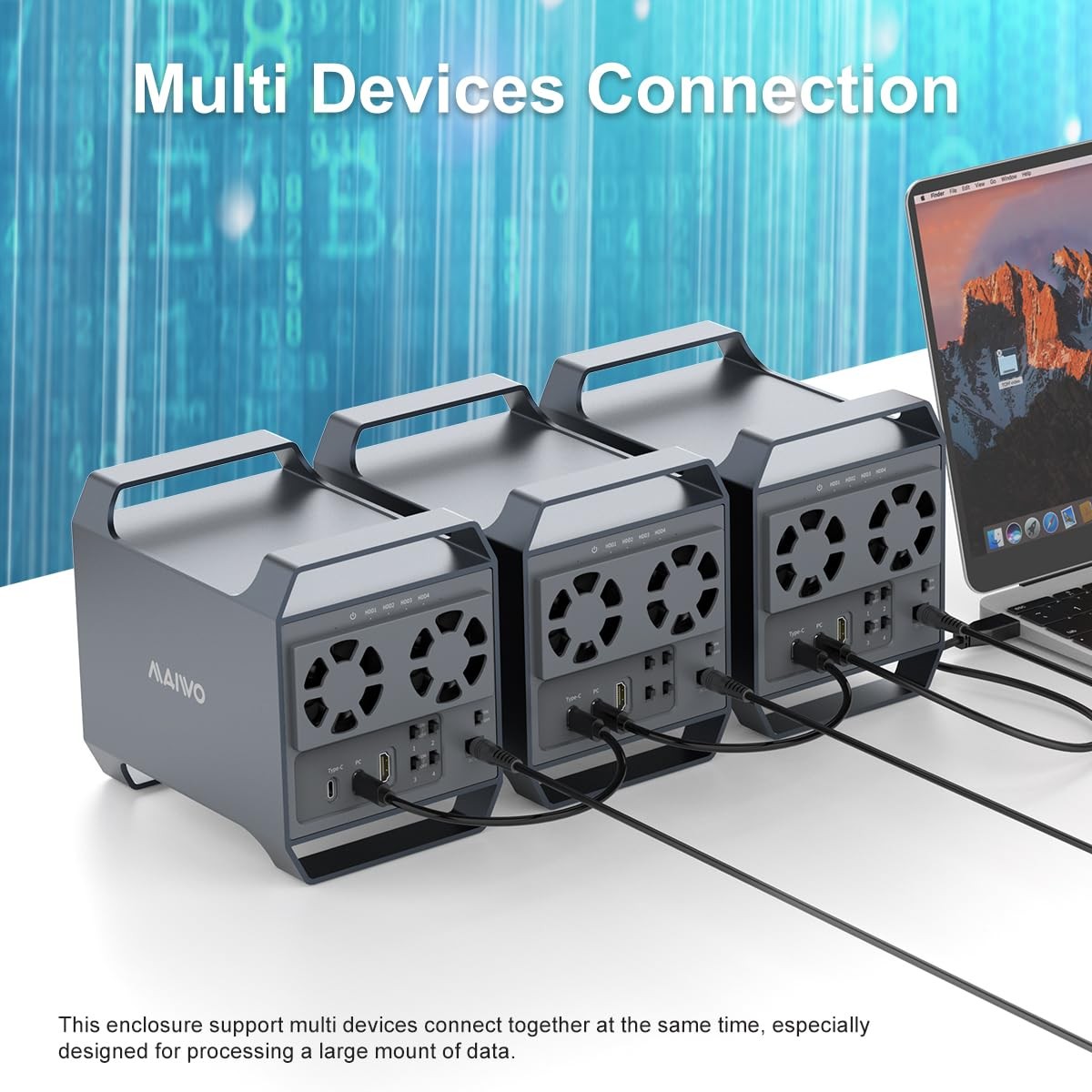 4 Bay Hard Drive Enclosure with USB-C & 10 Gbps Speed, 4-Bay DAS