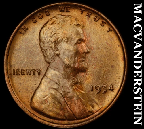1934 Lincoln Wheat Cent- Choice Gem Brilliant Uncirculated Luster #J141
