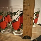 Set of 5 Clear Small Juice Glass 6 oz Retro Red Tomato Fruit Vine Decorated  — photo 5