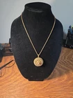 VINTAGE MIRIAM HASKELL  GOLDTONE SIGNED FAUX PEARL RHINESTONE  LOCKET ON CHAIN.