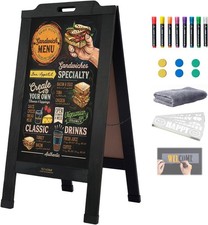 Magnetic Portable A-Frame Chalkboard Signs, 40" X 20" Large Wood Sandwich Board