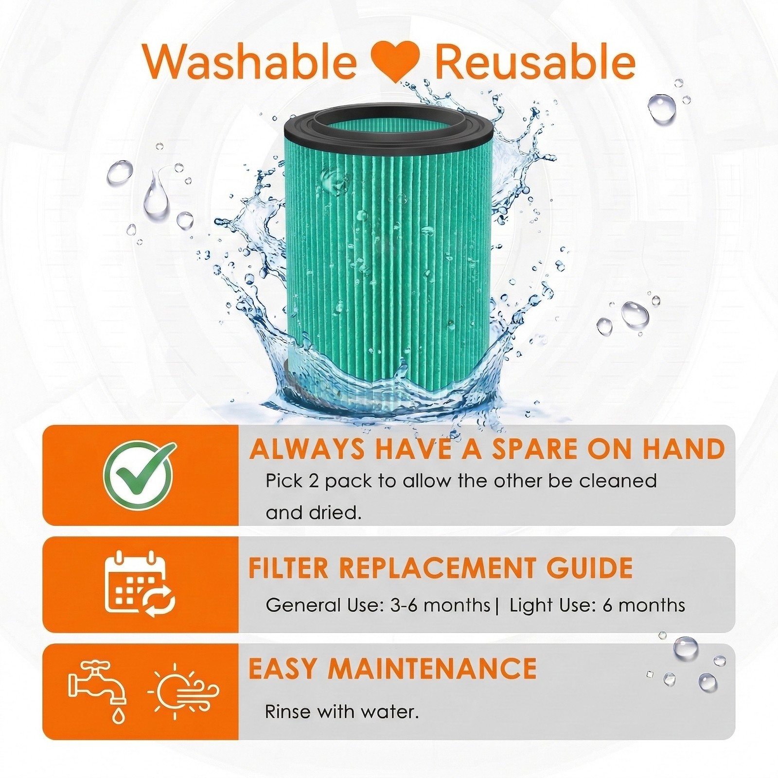 VF6000 with 2 foam Replacement for RIDGID Shop Vac,6-20 Gal Wet/Dry Vacuums
