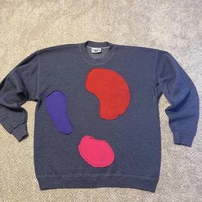 Sudadera De Colección Lee Cuello Redondo Gris M Bloque de Color Abstracto Blob Patchwork Indie Y2K - Imagen 1 de 4