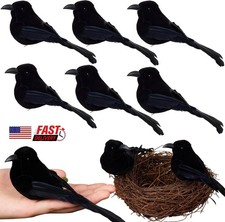 18Pcs Halloween Black Feathered Crows, Realistic Looking Halloween Birds Decor