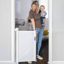 Baby Gate, Extra Wide Safety Kids or Pets Gate, 33 Tall, Extends to 55 White