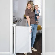 Baby Gate, Extra Wide Safety Kids or Pets Gate, 33” Tall, Extends to 55” White