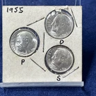 1955 90% Silver Roosevelt Dime 3 Coin PDS Set (BU) | LOT Z- 335
