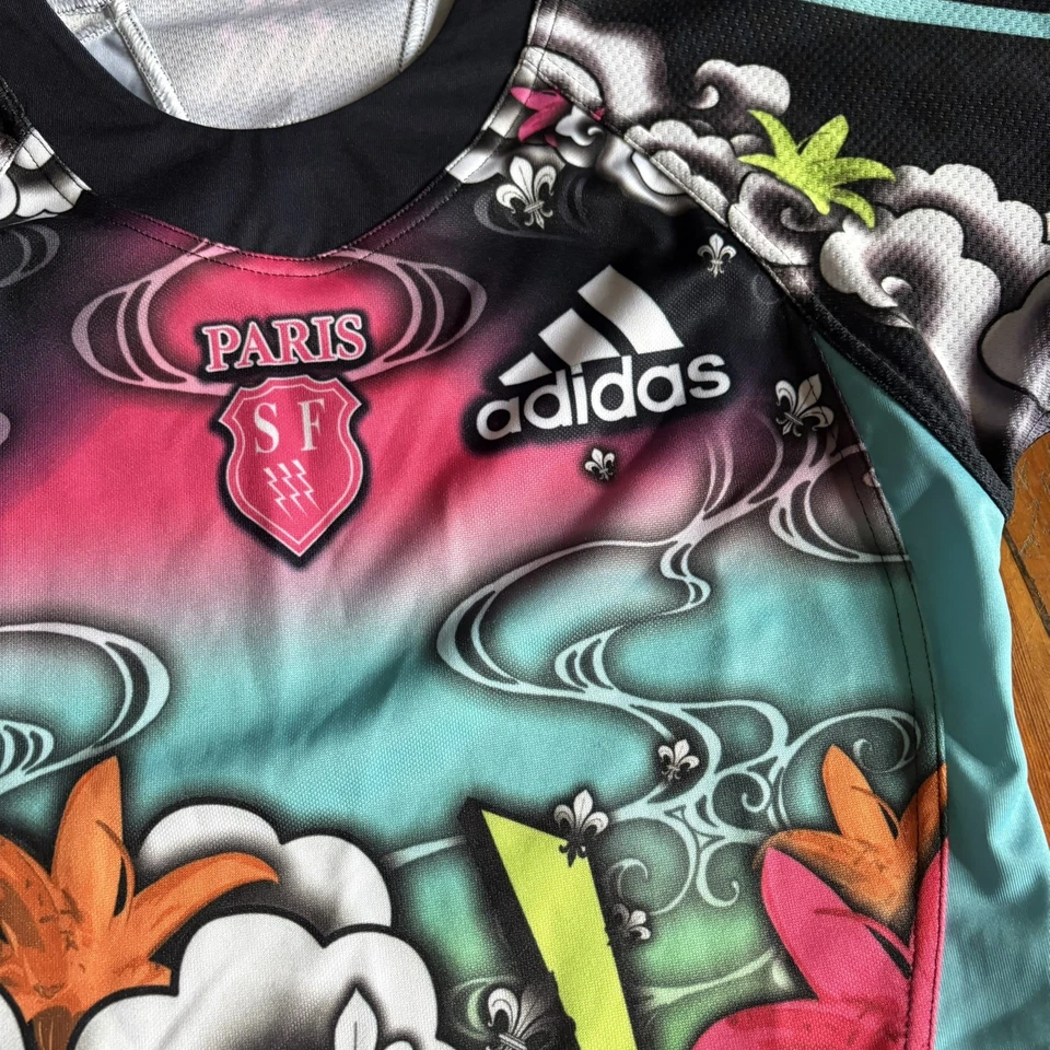 Stade Francais Paris 09-10 Away Adidas Rugby Union T-Shirt - Photo 2/4