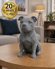 Staffordshire Bull Terrier Statue Low Poly Geometric Dog Ornament Home Decor