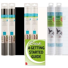 Cricut Premium Permanent Black and White Vinyl Rolls with Transfer Tape Bundle