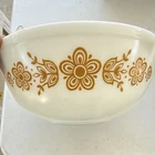 Pyrex Butterfly Gold 401 Milk Glass Mixing Bowl White/Gold 8in Vintage 1970