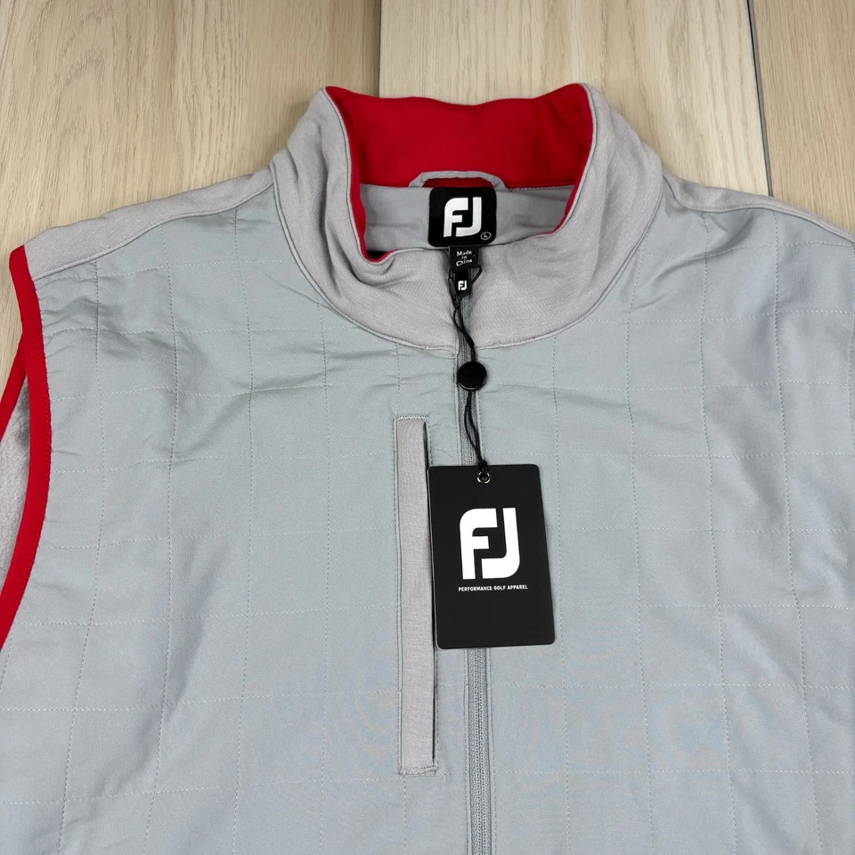 NWT FootJoy Men's Gray Moisture Wicking Full Zip Golf Puffer Hybrid Vest Large - Image 3 of 4