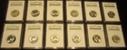 Lot of 12 Washington Quarters 1944-64 ANACS Soapbox Old White Holders MS 63-65