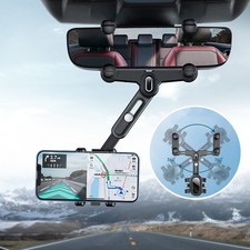 Universal Car Rear View Mirror Phone Holder Clip 360 Rotation Mount Stand Clamp