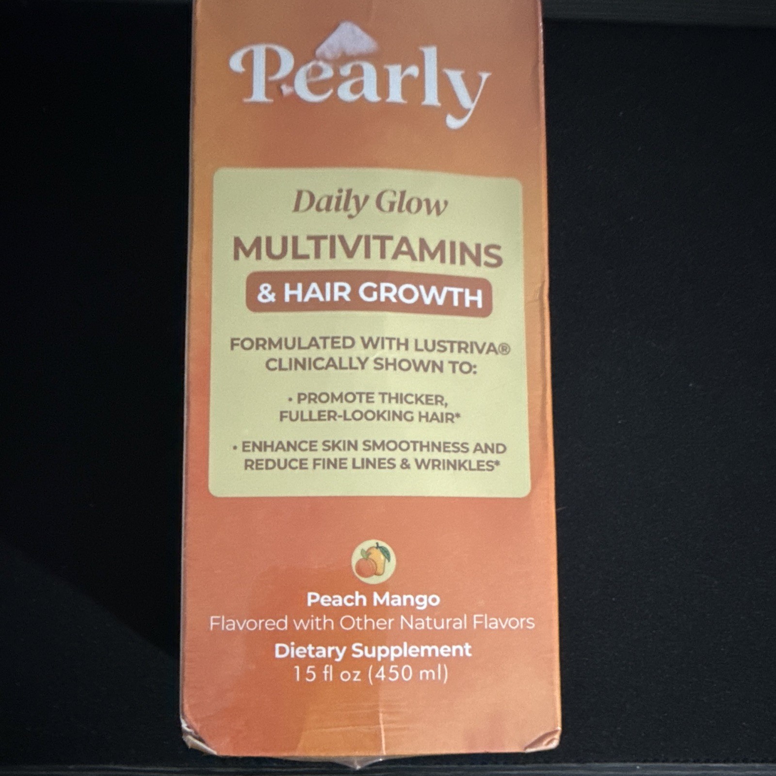 Pearly Daily Glow Multivitamin Hair Growth + Skin Care Biotin Peach Mango 15oz