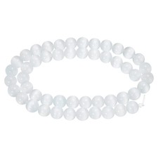 48pcs White Cat's Eye Stone Beads 8mm Round Crystal Loose Bead