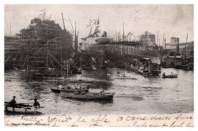 Gramp's Shipyard Ship Building Boats Repair Philadelphia C1900s Postcard AH10