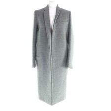 CELINE Phoebe Philo Wool Front Open Crombie Long Coat Size 34 Gray Made in Italy