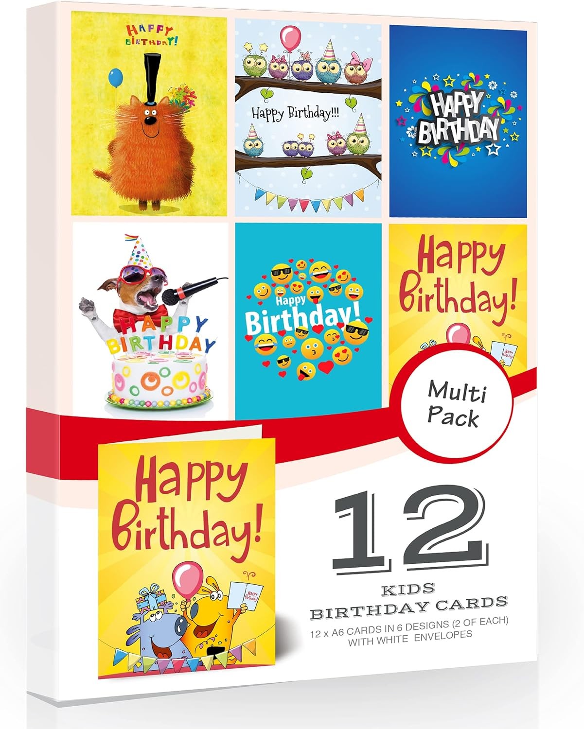 Olivia Samuel 12 x Kids Birthday Cards Pack & Envelopes Great value pack of bir
