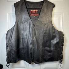 Hot Leathers Vest Mens XXL Black Biker Motorcycle Riding