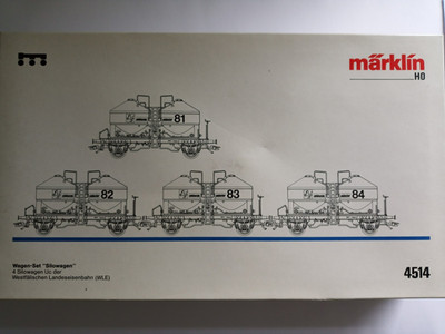 Märklin 4514 Wagen-Set ''Silowagen (WLE)'' Sammlerzustand OVP