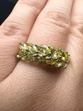 925 sterling silver 14k gold vermeil natural peridot ring size 5.25