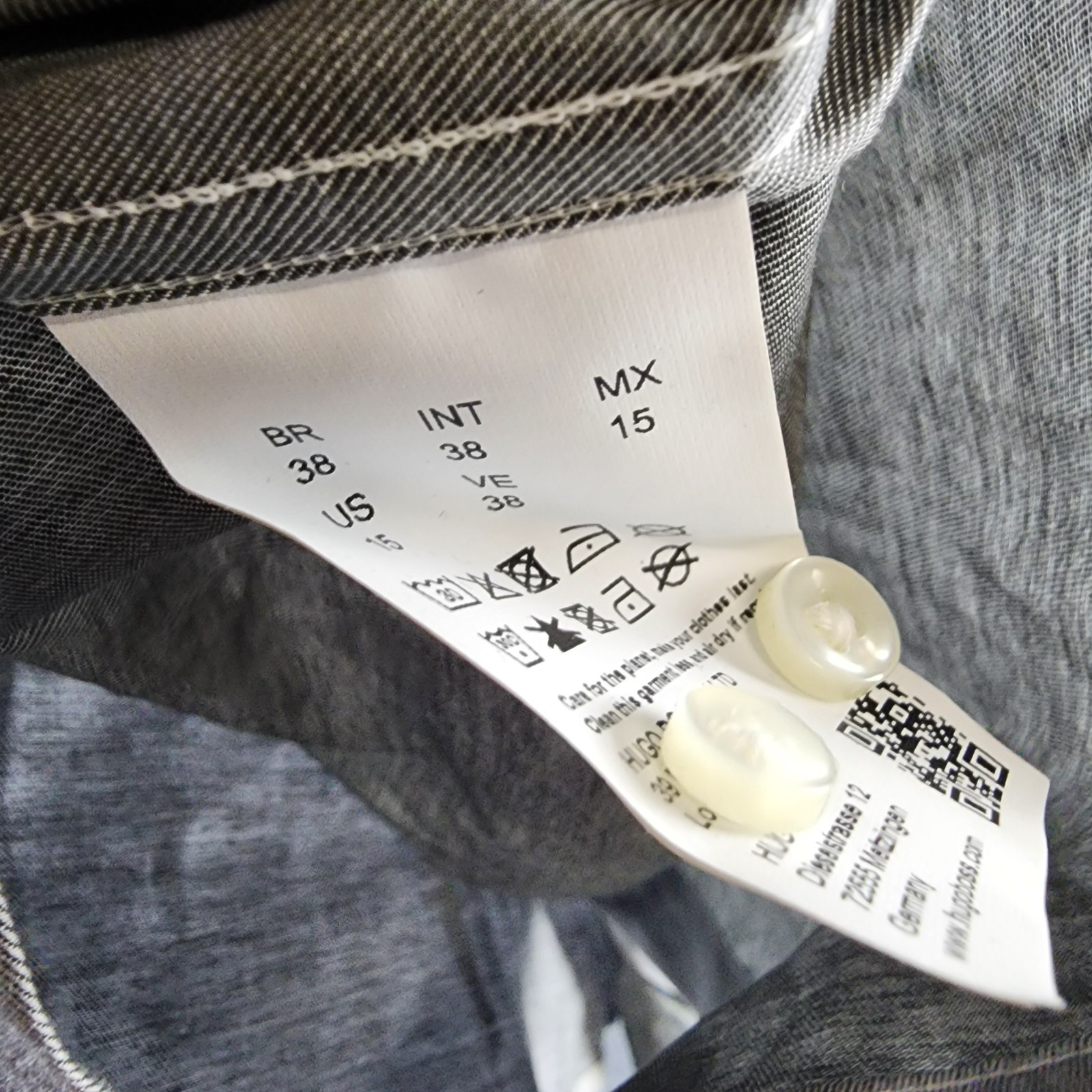 HUGO Slim-Fit Easy Iron Dress Shirt Men's 15 Light Gray Heather Long Sleeve thumbnail 10