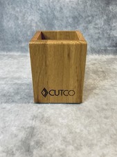 CUTCO UTENSIL BLOCK CADDY HONEY OAK WOOD MADE IN USA 4” x 4” x 5”