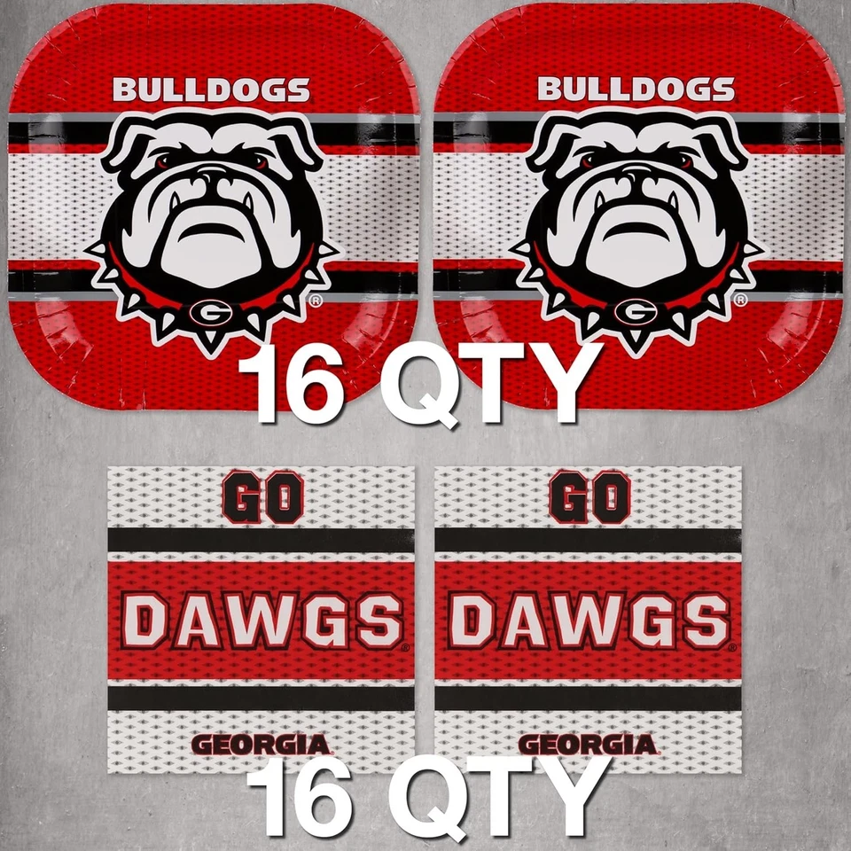 Conjunto de pratos e guardanapos descartáveis de futebol americano Georgia Bulldogs - Imagem 4 de 4