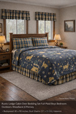 Rustic Lodge Cabin Deer Bedding Set Full Plaid Boys Bedroom Outdoors Woodland JC