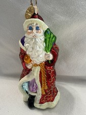 Radko Santa Glass Millennium Christmas Cheer Ornament Blue Eyes