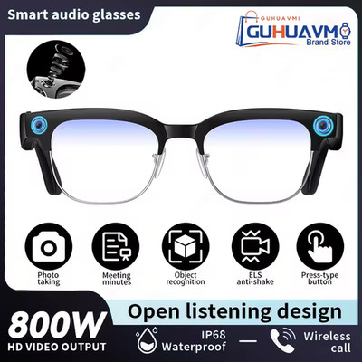 AI Smart Glasses 4K HD Camera Sony 8MP ChatGPT Voice Assistant Bluetooth Audio U