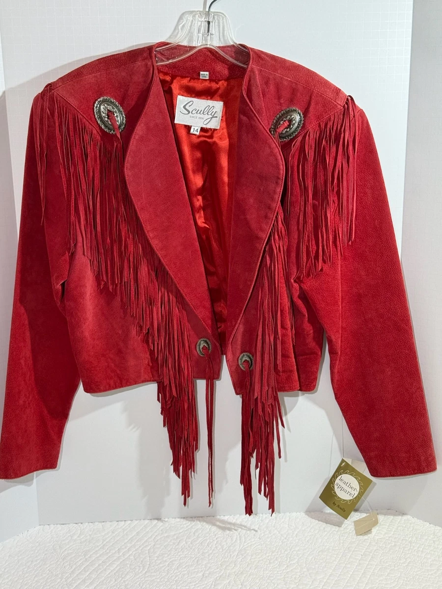 Veste Western Femme En Cuir/daim Scully / Weather Master - Marron, Franges, Taille M