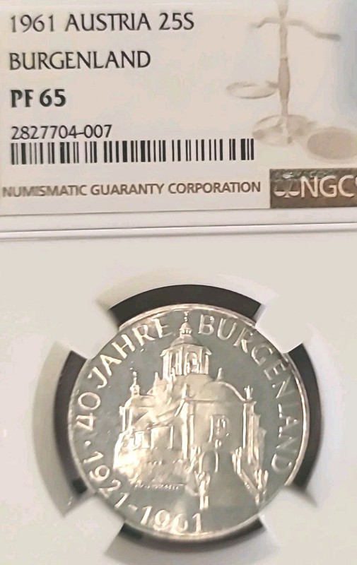 Austria 1961 25 Shillings Burgenland NGC PF65 Frosted Cameo Mtg 1,000 Rare  LJ