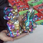 10LB 5Pcs Rainbow Aqua Aura Jasper Crystal Pikachu Fox Elephant Titanium Coating — photo 8