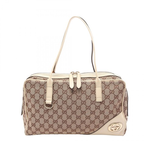 Guccibritt Gg Canvas Handbag Bag Leather Ladies Beige/Ivory 169971 Used