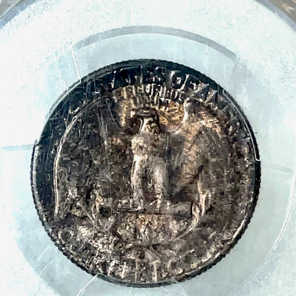 1954-S Washington Quarter 25c MS65 PCGS Blue Label Mixed Color Toned - Image 4 of 4