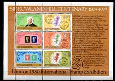 ST. VINCENT 1979 ROWLAND HILL, STAMP ON STAMP, PENNY BLACK, Scott547a S/S, MNH