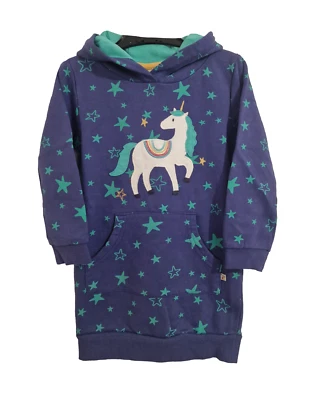 Ex Frugi Sweatshirt Kleid Einhorn Applikation blau 2-10 Jahre NEU