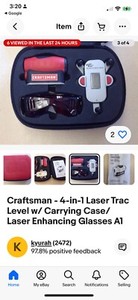 Craftsman 4-in-1 Level w/Laser Trac & Laser Guided Measuring Tool w/Laser bn 18 