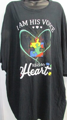 NEW I Am His Voice He Is My Heart Autism Awareness Son T-Shirt ADULT 6X FOL