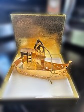 RARE Tanury Bros. Ornament 1986Gold Plated Christmas Noah's Ark Made in USA