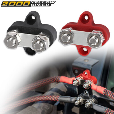 M8 Red &amp; Black Junction Block Power/Post Insulated Terminal Stud