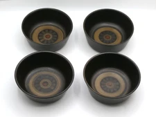 Vtg. Denby ARABESQUE Pattern Cereal Soup Bowls Set/4 1970's Stoneware 6 Inches