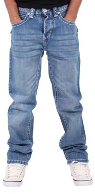 Peviani Herren Jeans Regular Fit Straight Leg 5-Pocket Stone Blue
