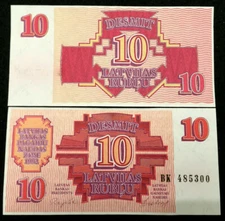  Latvia 10 Rubli 1992 P-38 Banknote World Paper Money UNC Currency Bill Note
