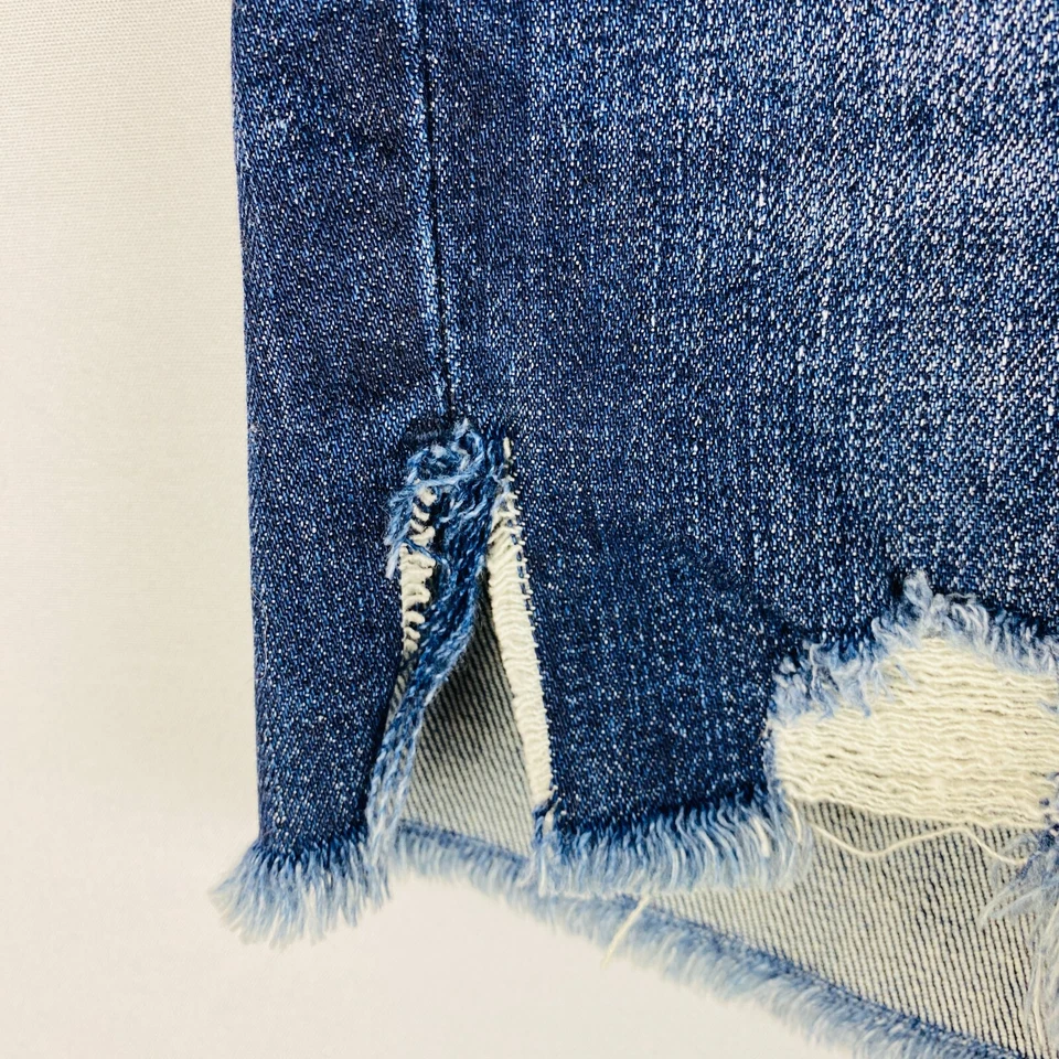 Pantalones cortos de jean bohemios Current Elliott lavado oscuro con botones para mujer talla 25 Foto 2 de 4